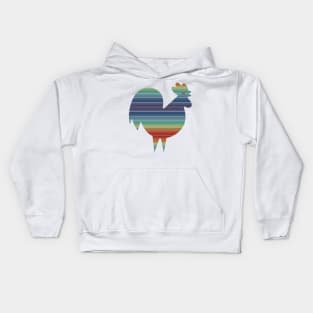 80's Retro Rooster In 80's Colors Kids Hoodie